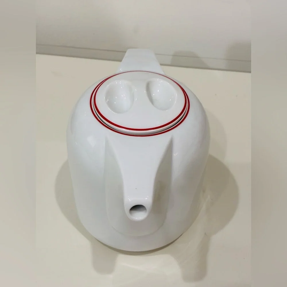Arzberg 5120-48 Red Band Porcelain Teapot Germany in New Like condition